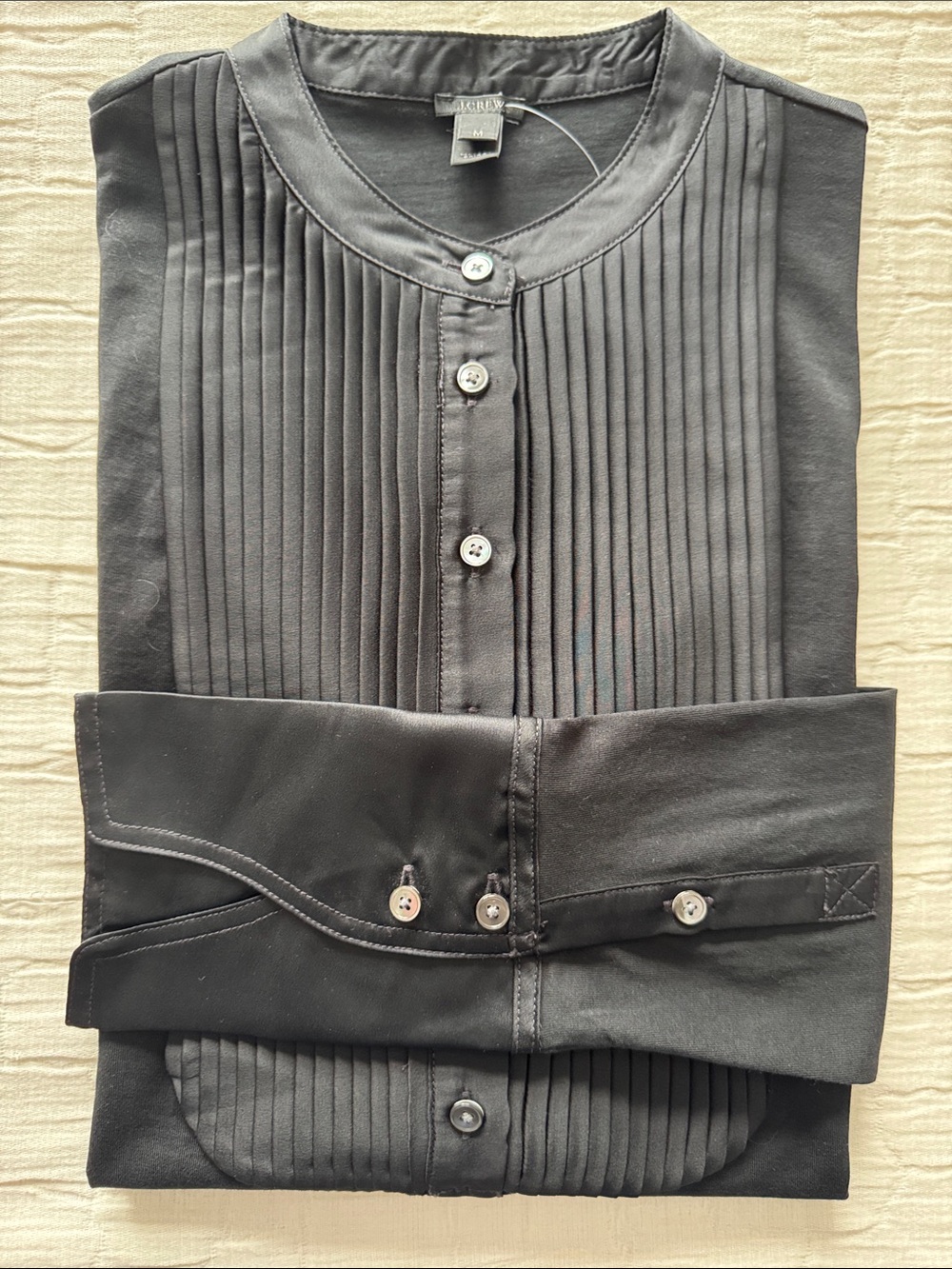 J. Crew NWT Black Tuxedo Front Cuffed Popover Tee Medium